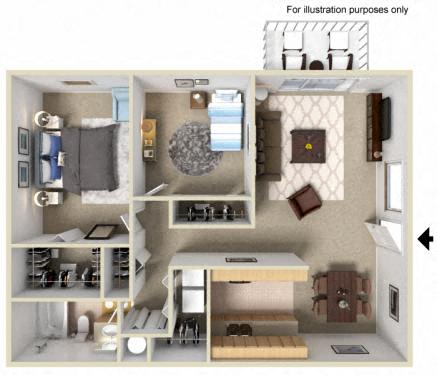 Floor plan for 2 beds, 1 bath, 936 sqft